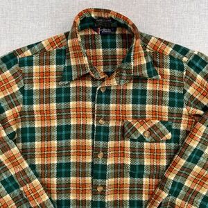 VTG 90s Brigade by Arrow Plaid Heavy Flannel Overshirt Men Medium Green Orange